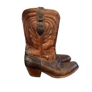 Zodiac USA Mens Brown Leather Lizard Western Cowboy Boots Size 10